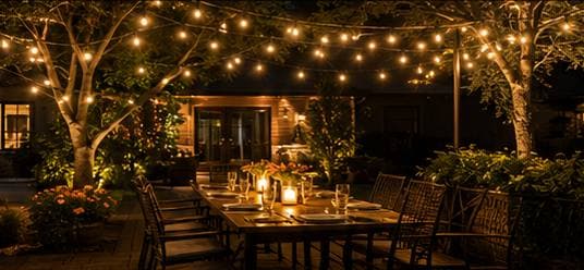 String Lighting for Outdoor Dining & Entertaining — Eco IGS outdoor lighting, Lake Norman NC