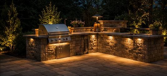 Built-In Hardscape & Stone Wall Lighting — Eco IGS outdoor lighting, Lake Norman NC